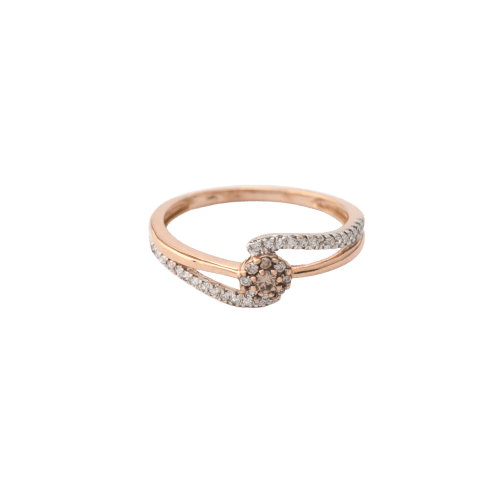 Bague 52 Bague croisée en or rose 18 carats sertie de diamants blancs et bruns 58 Facettes 35360
