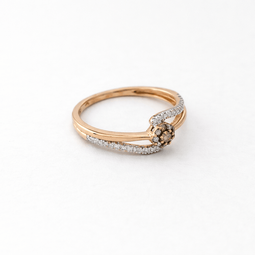 Bague 52 Bague croisée en or rose 18 carats sertie de diamants blancs et bruns 58 Facettes 35360