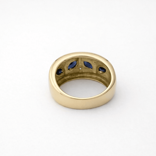 Bague 53 Bague bandeau en or jaune 18 carats saphirs marquise et diamants 58 Facettes 35362