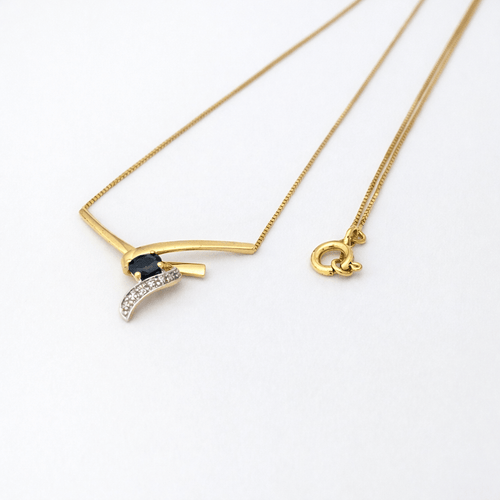 Collier Collier - Pendentif ruban en or jaune 18 carats, saphir et diamants 58 Facettes 35316