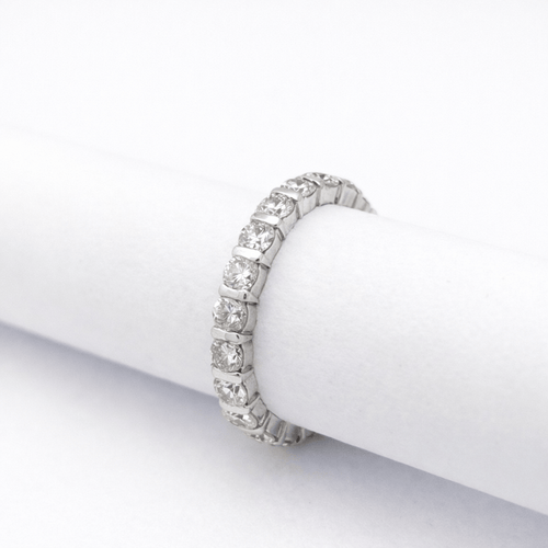 Bague 58 Alliance tour complet - Bague en or blanc 18 carats et diamants 58 Facettes 35272