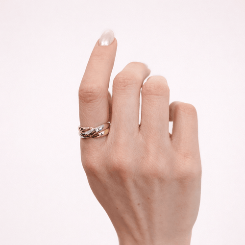 Bague 56 Bague entrelacée - Alliance en or jaune et or blanc 18 carats 58 Facettes 35220
