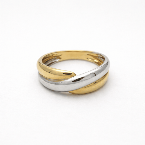 Bague 56 Bague entrelacée - Alliance en or jaune et or blanc 18 carats 58 Facettes 35220