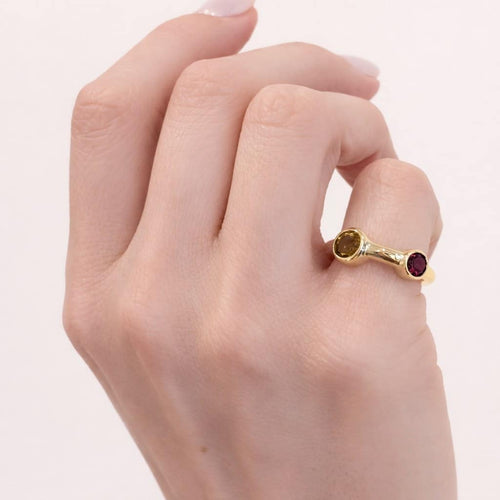 Bague 48 Bague toi et moi en or jaune et tourmalines 58 Facettes 35212