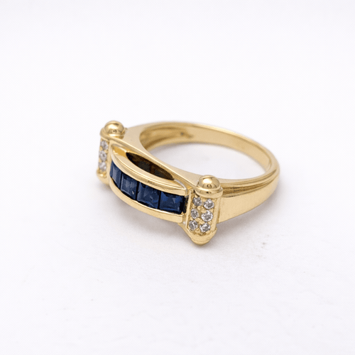 Bague 53 Bague jonc architecturée en or jaune 18 carats, saphirs et diamants 58 Facettes 35210