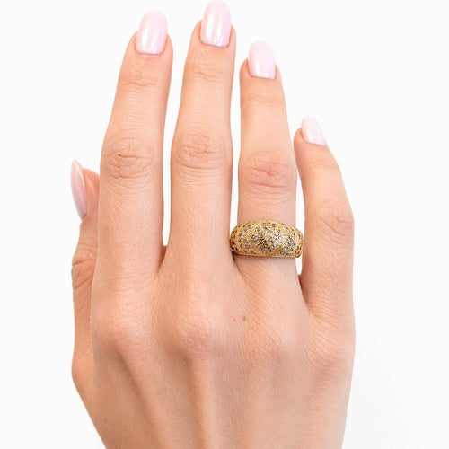 Bague 55 Bague dôme en or jaune et diamants 58 Facettes 35214