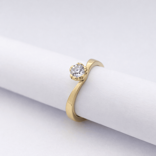 Bague 55 Bague solitaire en or jaune 18 carats et diamant 0,29 ct 58 Facettes 35141