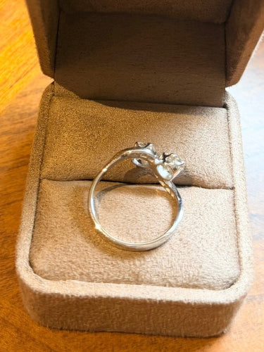 Bague 61 Bague Toi et Moi en or blanc 18 carats et platine avec diamants 58 Facettes vous et moi
