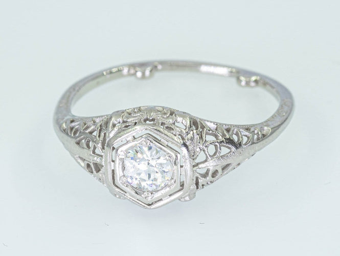 Bague 57 Bague entourage en or blanc 14 ct avec diamant 0,50 ct 58 Facettes L12
