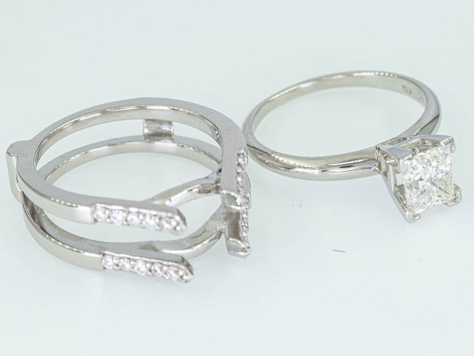 Bague 53 Bague entourage - Or blanc 14 ct et diamants 1,38 ct 58 Facettes W01