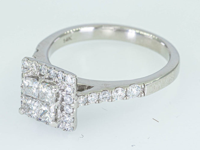 Bague Bague entourage en or blanc 14 ct avec diamants 1,08 ct 58 Facettes WA15