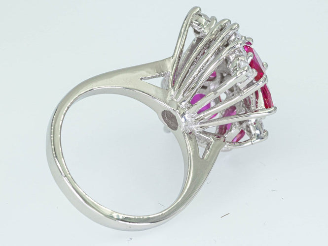 Bague Bague entourage - Or blanc 14 ct, diamants et topaze 1,99 ct 58 Facettes AZ04