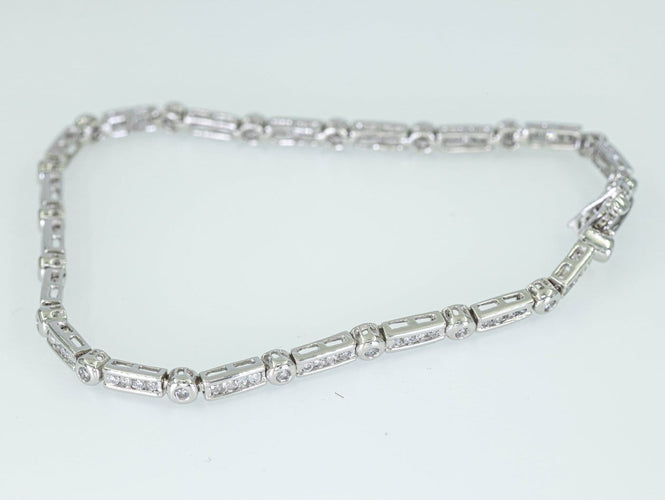 Bracelet Bracelet tennis - Or blanc 14 ct et diamants 1,03 ct 58 Facettes AS10