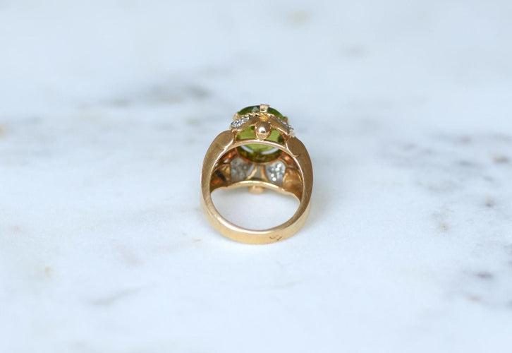 Bague 53 Bague cocktail fleur en or rose 18 ct, péridot et diamants 58 Facettes