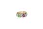 Bague 55 Bague en or jaune 18 ct péridot, tourmaline rose et diamants 58 Facettes