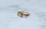 Bague 55 Bague en or jaune 18 ct péridot, tourmaline rose et diamants 58 Facettes