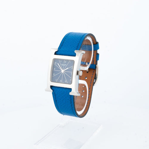 Montre Hermès Heure H - Montre SM en acier, cadran bleu arabe 58 Facettes 1