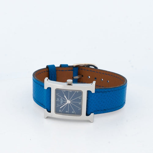 Montre Hermès Heure H - Montre SM en acier, cadran bleu arabe 58 Facettes 1