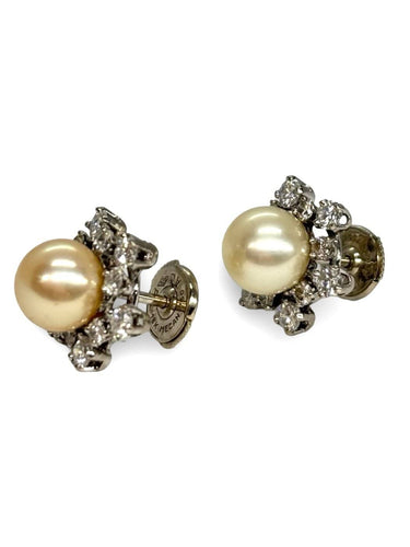 Boucles d'oreilles Boucles d'oreilles - Perles de culture et diamants en or blanc 18K 58 Facettes 1780
