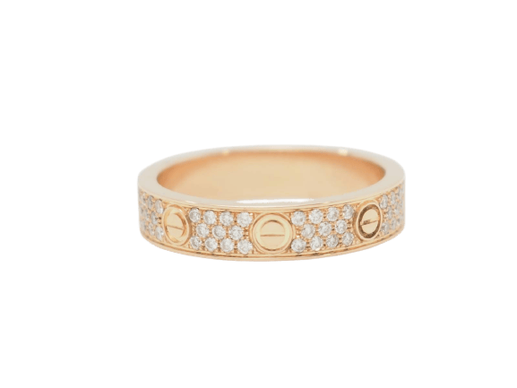 Bague 52 Cartier Love - Bague pavée de diamants en or rose 58 Facettes 33709