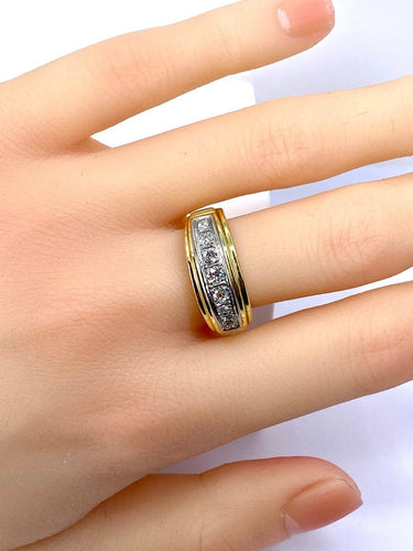 Bague 56 Bague jonc - Ligne de diamants taille ancienne en or 18 carats 58 Facettes AB698