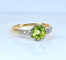 Bague 51 Bague en or jaune 18 carats au péridot et diamants 58 Facettes AB699