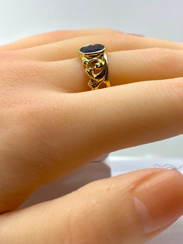 Bague 55 Bague en or jaune 18 carats avec saphir 58 Facettes AB701