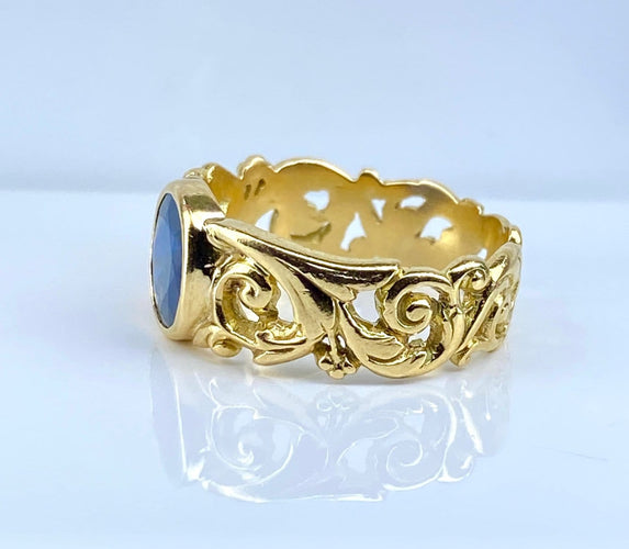 Bague 55 Bague en or jaune 18 carats avec saphir 58 Facettes AB701