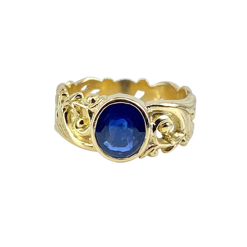 Bague 55 Bague en or jaune 18 carats avec saphir 58 Facettes AB701