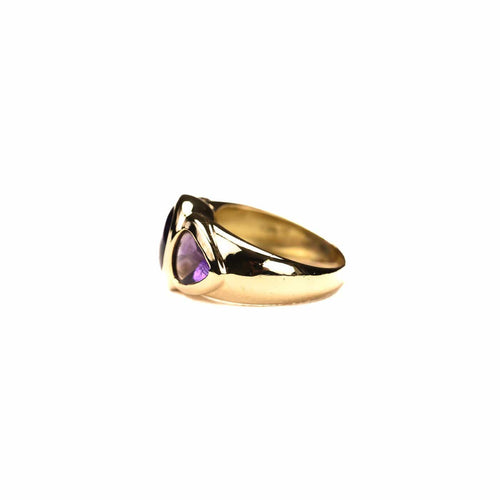 Bague 54 Bague bandeau trilogie d’améthystes en or jaune 18K 58 Facettes LMB-339