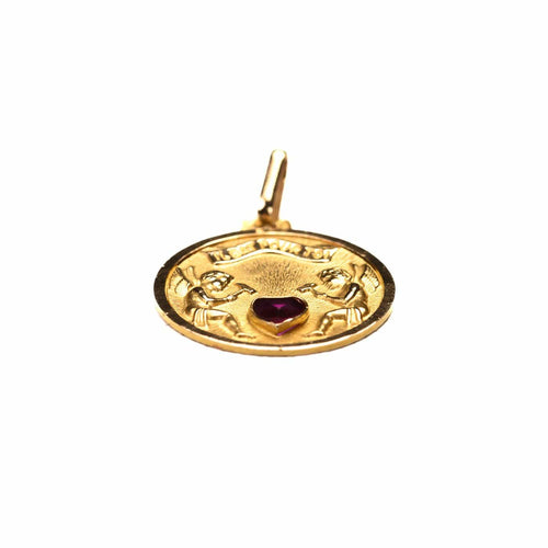 Pendentif Médaille d’amour - Pendentif en or jaune 18K et rubis synthétique 58 Facettes LMB-355