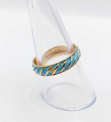 Bague 55.5 Bague jonc vintage en or 18k et émail bleu ciel 58 Facettes A06937