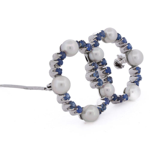 Broche Spilla vintage - Broche en or blanc 18 kt perles et saphirs 58 Facettes SP12 '(5839)
