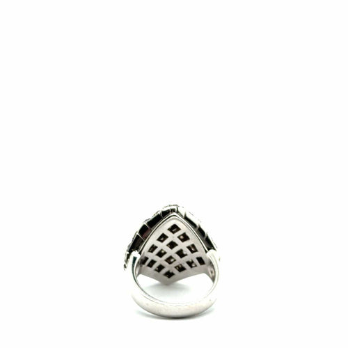 Bague 52 Bague dôme en or gris 18 kt sertie de diamants blancs et bruns 58 Facettes Bague