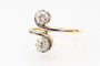Bague 54 Toi et Moi - Bague en or jaune 18 carats et platine, diamants 0,85 ct 58 Facettes 11996