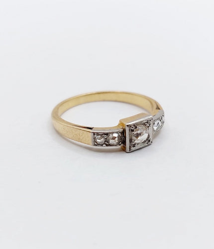 Bague 56 Bague Art déco en or 18k et platine avec diamants 58 Facettes A06946
