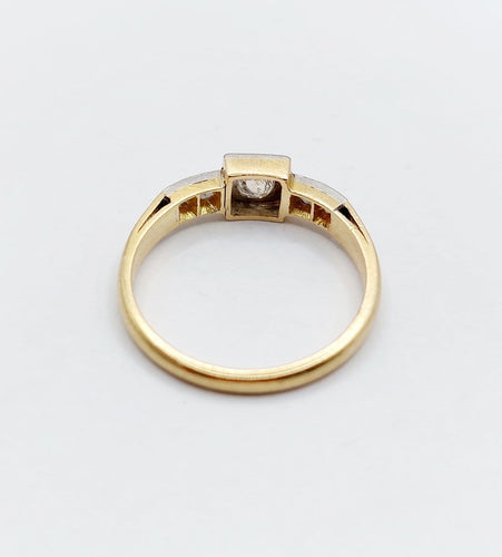 Bague 56 Bague Art déco en or 18k et platine avec diamants 58 Facettes A06946