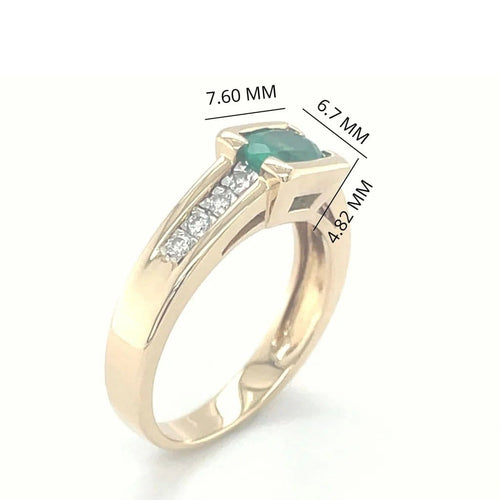 Bague 54 Bague en or jaune 750 avec émeraude ovale et diamants 58 Facettes 7141