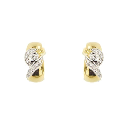 Boucles d'oreilles Damiani - Boucles d’oreilles puces en or jaune et or blanc avec diamants 58 Facettes 39164