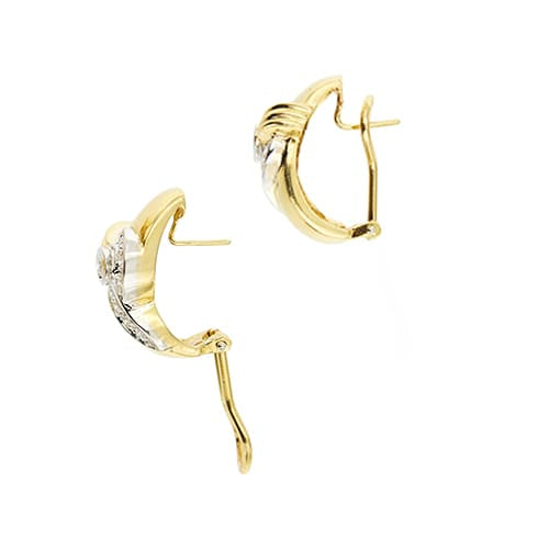 Boucles d'oreilles Damiani - Boucles d’oreilles puces en or jaune et or blanc avec diamants 58 Facettes 39164