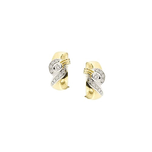Boucles d'oreilles Damiani - Boucles d’oreilles puces en or jaune et or blanc avec diamants 58 Facettes 39164