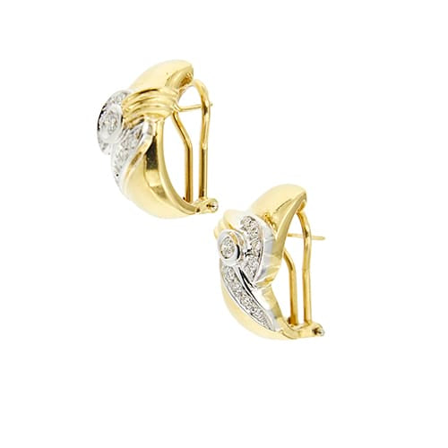Boucles d'oreilles Damiani - Boucles d’oreilles puces en or jaune et or blanc avec diamants 58 Facettes 39164