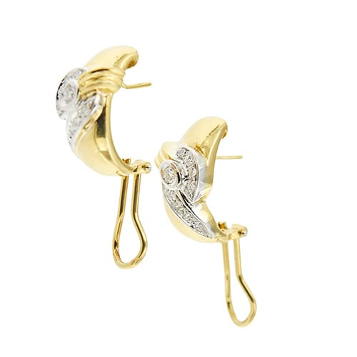 Boucles d'oreilles Damiani - Boucles d’oreilles puces en or jaune et or blanc avec diamants 58 Facettes 39164