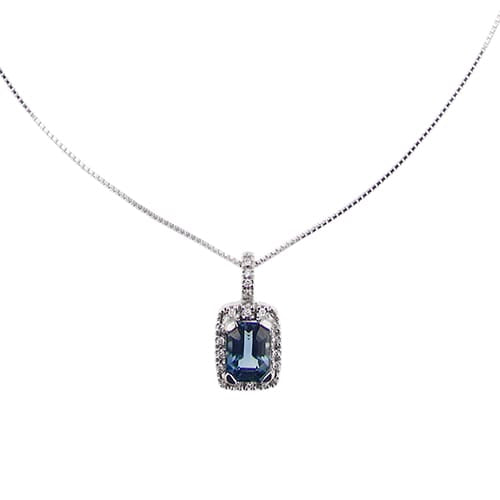 Collier Collier - Chaîne maille vénitienne en or blanc 18 ct avec saphir et diamants 58 Facettes 39091