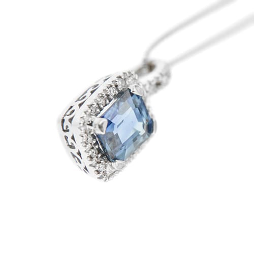 Collier Collier - Chaîne maille vénitienne en or blanc 18 ct avec saphir et diamants 58 Facettes 39091