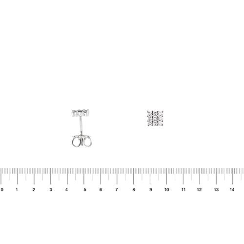 Boucles d'oreilles Boucles d’oreilles - Puces carrées en or blanc 18 ct et diamants 58 Facettes 39097