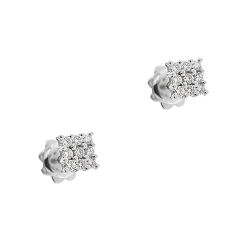 Boucles d'oreilles Boucles d’oreilles - Puces carrées en or blanc 18 ct et diamants 58 Facettes 39097