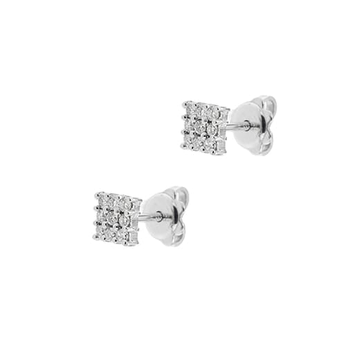 Boucles d'oreilles Boucles d’oreilles - Puces carrées en or blanc 18 ct et diamants 58 Facettes 39097