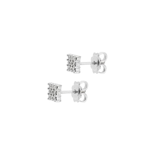 Boucles d'oreilles Boucles d’oreilles - Puces carrées en or blanc 18 ct et diamants 58 Facettes 39097