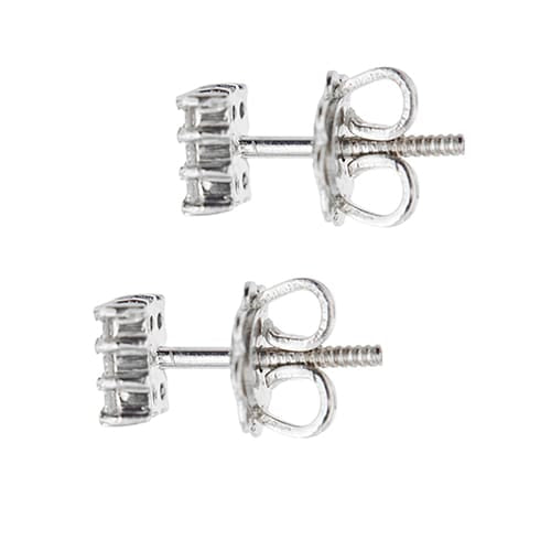 Boucles d'oreilles Boucles d’oreilles - Puces carrées en or blanc 18 ct et diamants 58 Facettes 39097
